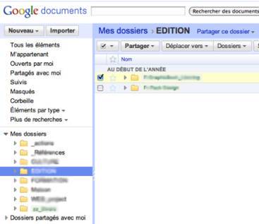 sélection d'un dossier