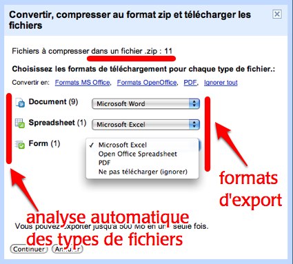 fichier et exportation