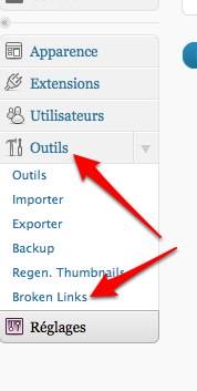 partie outil dans l'admin pour le plugin