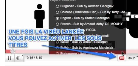 image pour montrer comment activer les sous-titres sur you tube