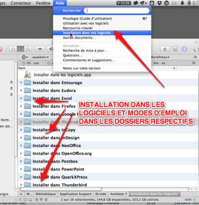 Capture de la fenêtre Installation dans les logiciels