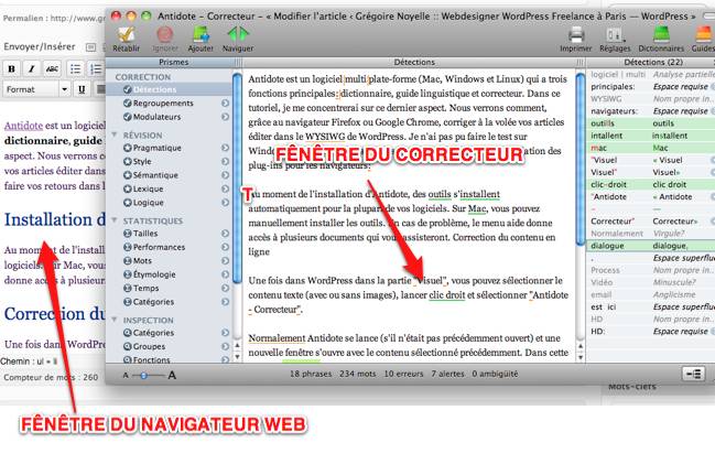 capture de la Fenêtre du correcteur