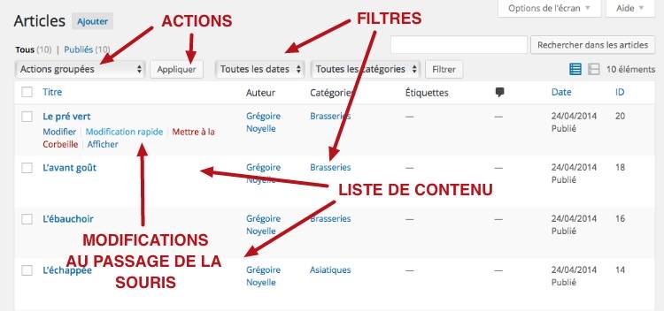capture: liste des articles WordPress