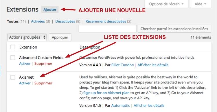capture: Liste des extensions WordPress