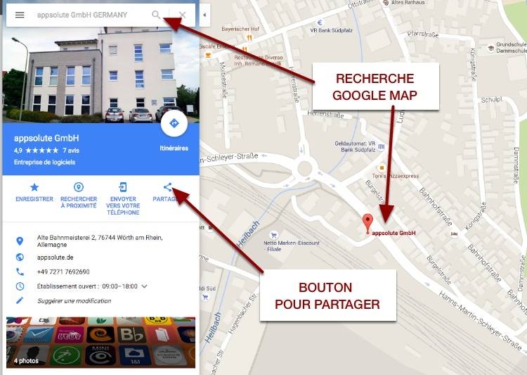 Obtenir un lien depuis une recherche dans Google Map