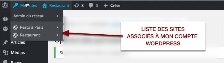 Liste des sites dans le réseau de site WordPress
