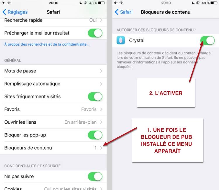 capture: Bloquer la publicité sur iPhone ou iPad dans iOS9