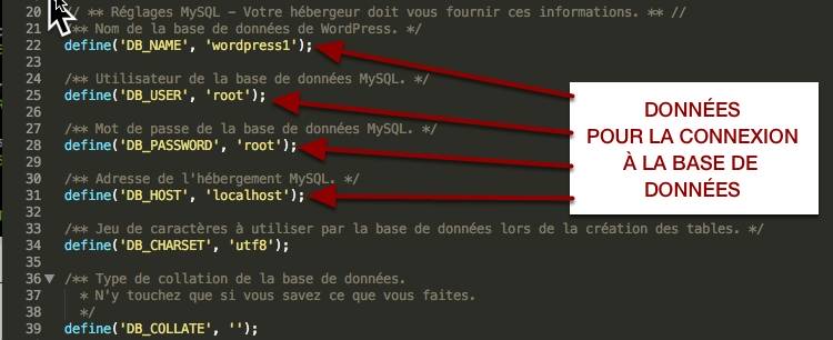 Changement des réglage de wp-config.php dans WordPress