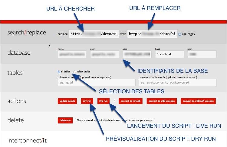 Page d'accueil du script d'interconnectit pour migrer WordPress