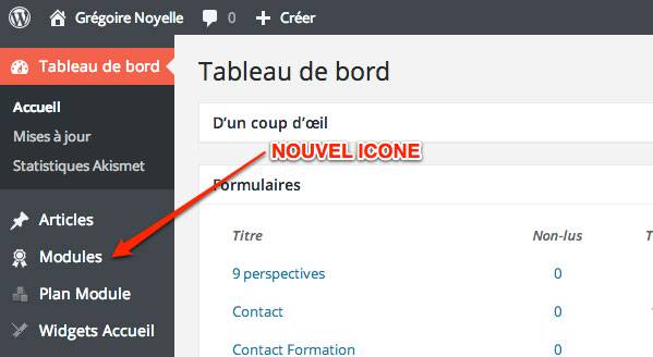 Nouvel icone dans le back-office de WordPress