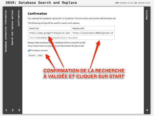 Capture: Confirmation de l'action dans le script DBSR