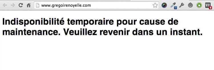 Capture: Affichage normal du mode Maintenance dans WordPress