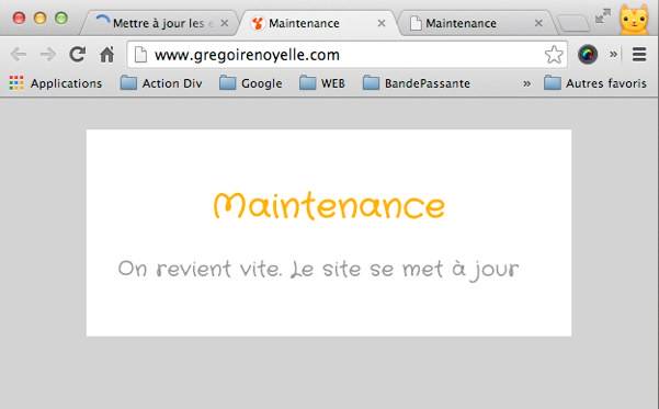 Capture: Nouveau modèle de Maintenance pour WordPress