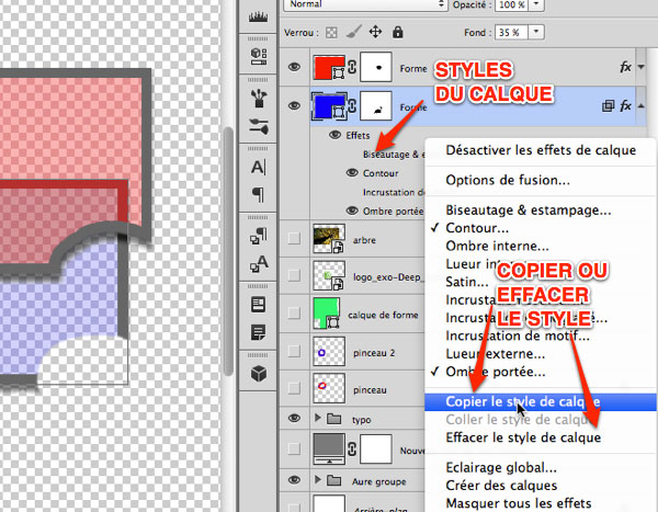 Capture: Copier le style de calque dans Photoshop cs6