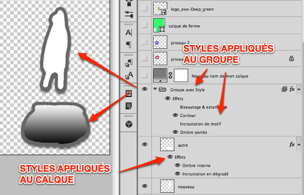 Capture: Application d'un style à un groupe dans Photoshop CS6