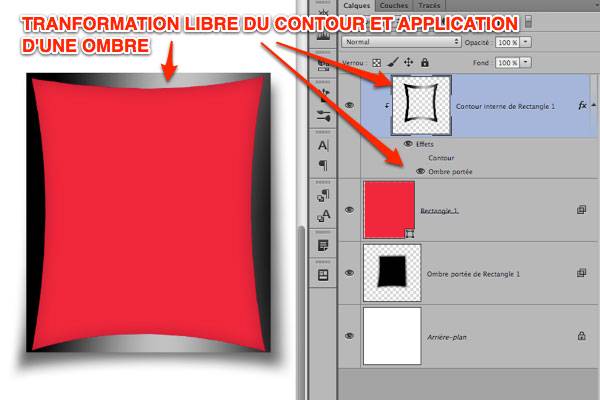 Capture: Déformation libre du style de contour dans Photoshop CS