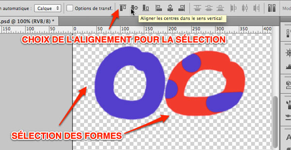 Capture: Alignement de calques dans Photoshop CS6