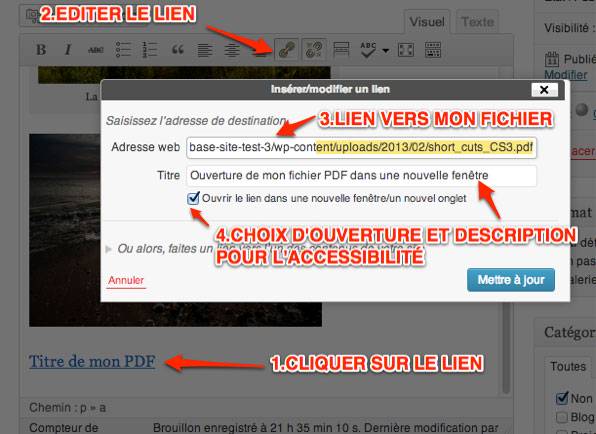 Capture: changer la cible d'un fichier PDF dans WordPress 3.5