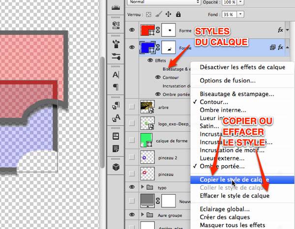 Capture: Copier le style de calque dans Photoshop cs6