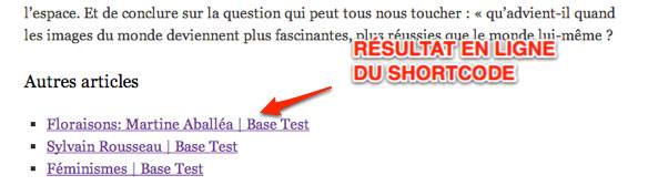 Capture: Affichage du shortcode Advanced Custom Field en ligne