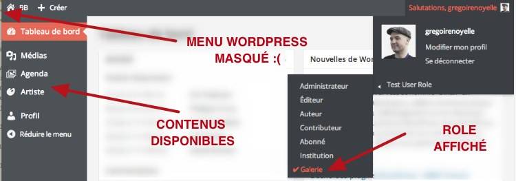 capture: Test d'un Role dans le back-office de WordPress