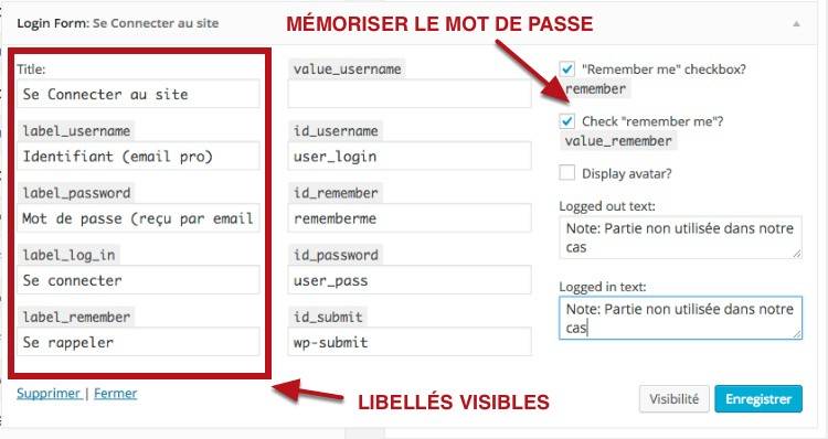 capture: Réglage du widget WordPress de Members