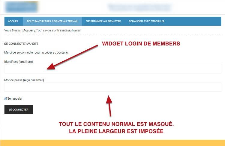 capture: Widget de connexion dans les pages WordPress