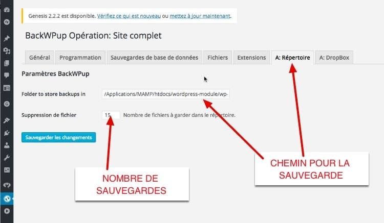 capture: Sauvegarde le répertoire avec BackWPUp pour WordPress