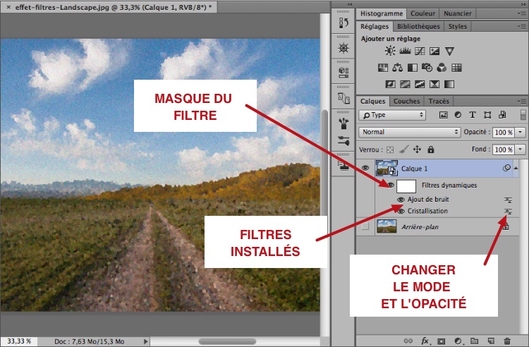 Réglage du calque après l'application d'un filtre Photoshop