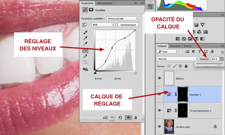 capture: Utiliser les courbes pour corriger les dents dans Photoshop