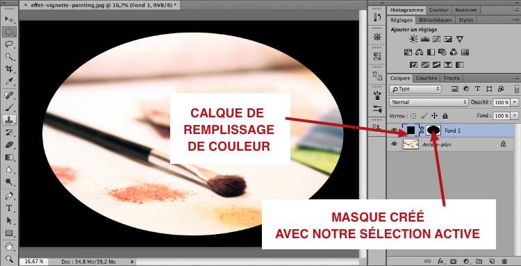 capture: Ajout du vignettage Photoshop avec un calque de remplissage