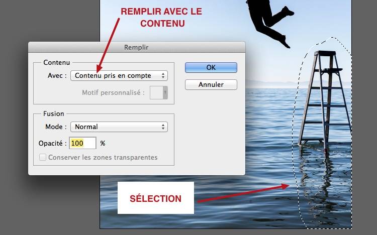 capture: Faire une sélection dans Photoshop pour la zone à supprimer