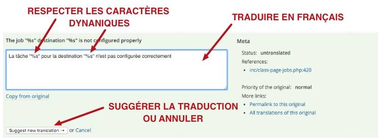 capture: Traduire une chaine de l'extension WordPress