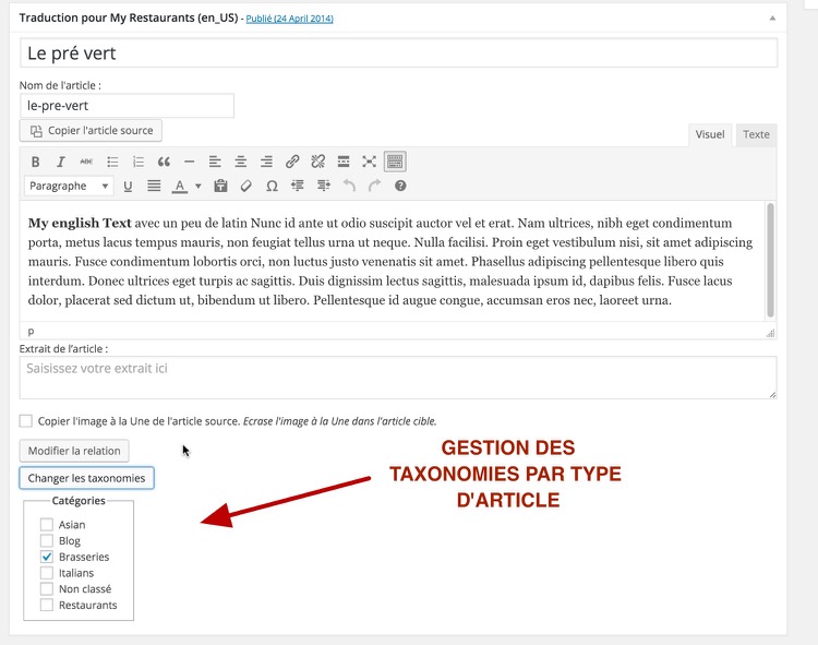 Changement des taxonomies de langues dans MultilingualPress