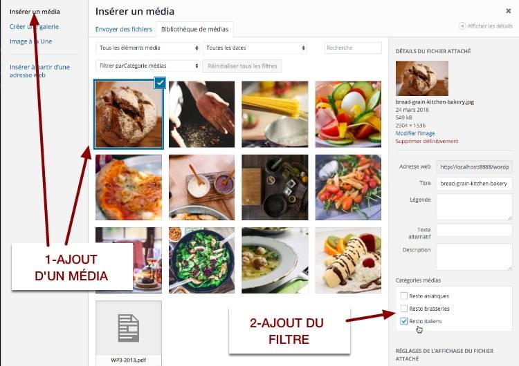 Ajout des filtres au moment l'intégration d'un média WordPress