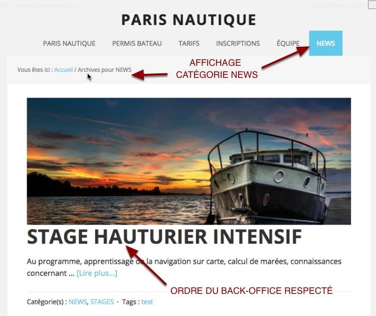 Affichage du nouvel order d'article dans les archives WordPress