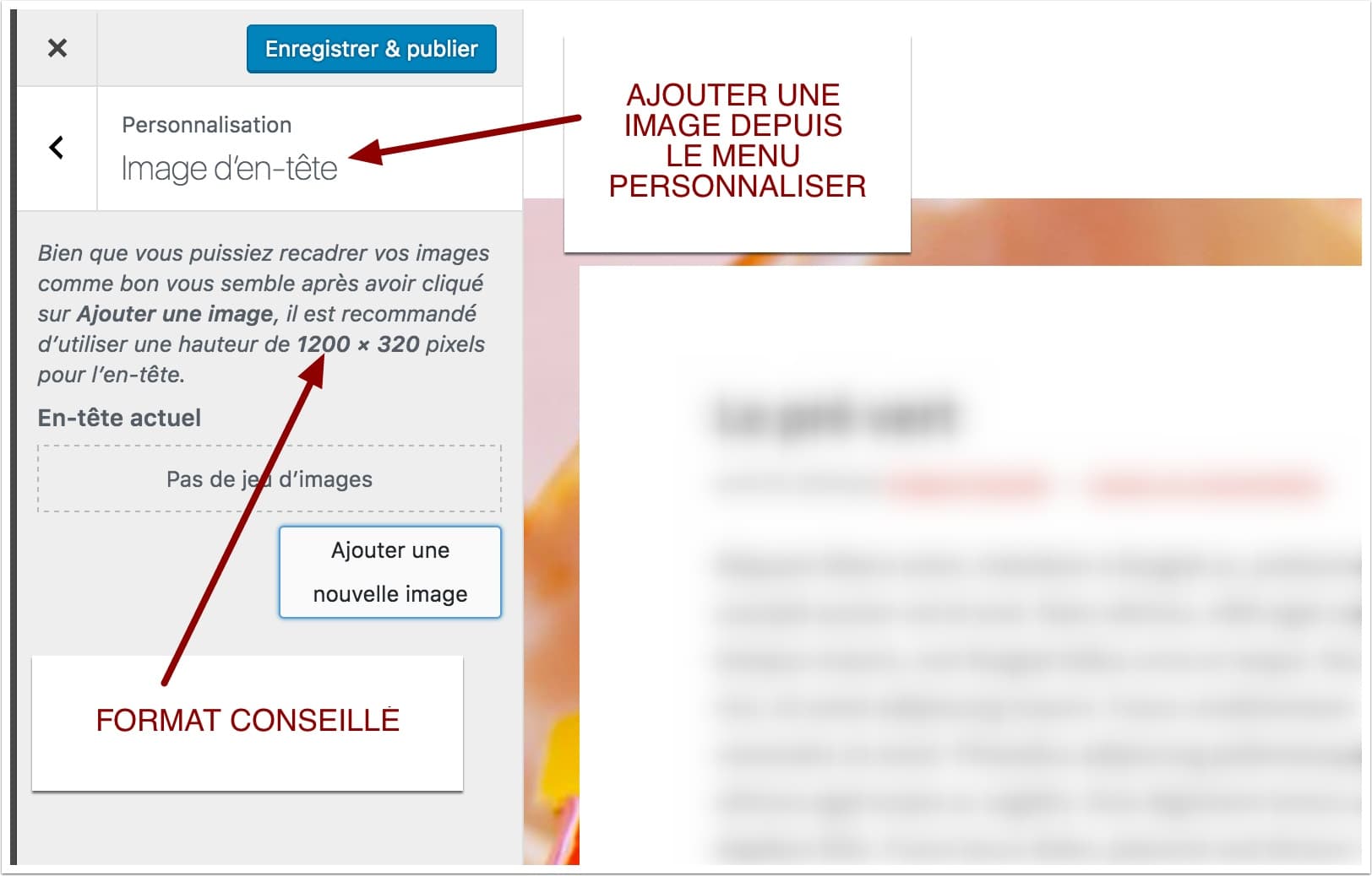 Ajouter une image d'en-tête dans le personnaliseur WordPress