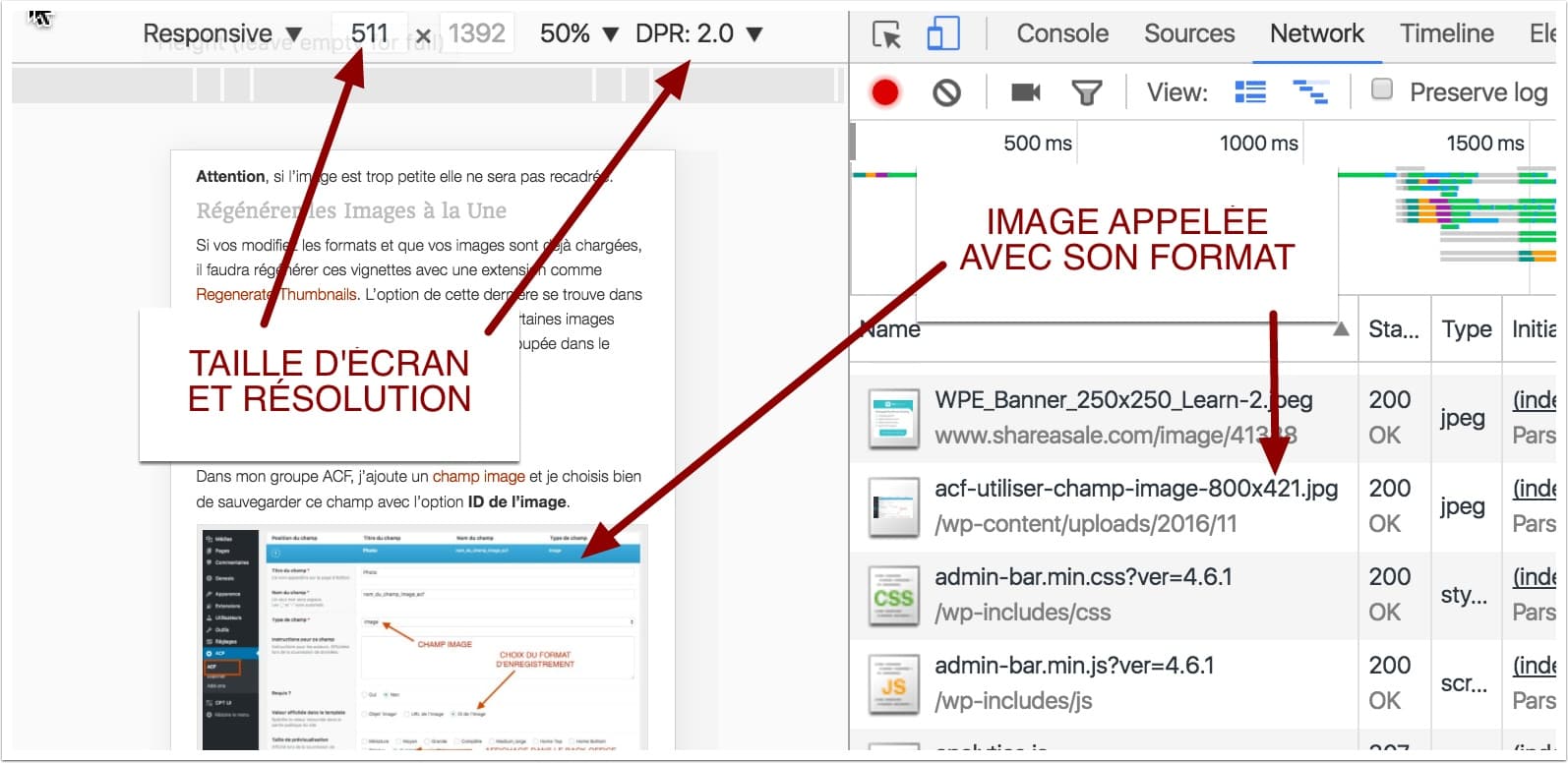 Image plus petite dans l'inspecteur de Chrome