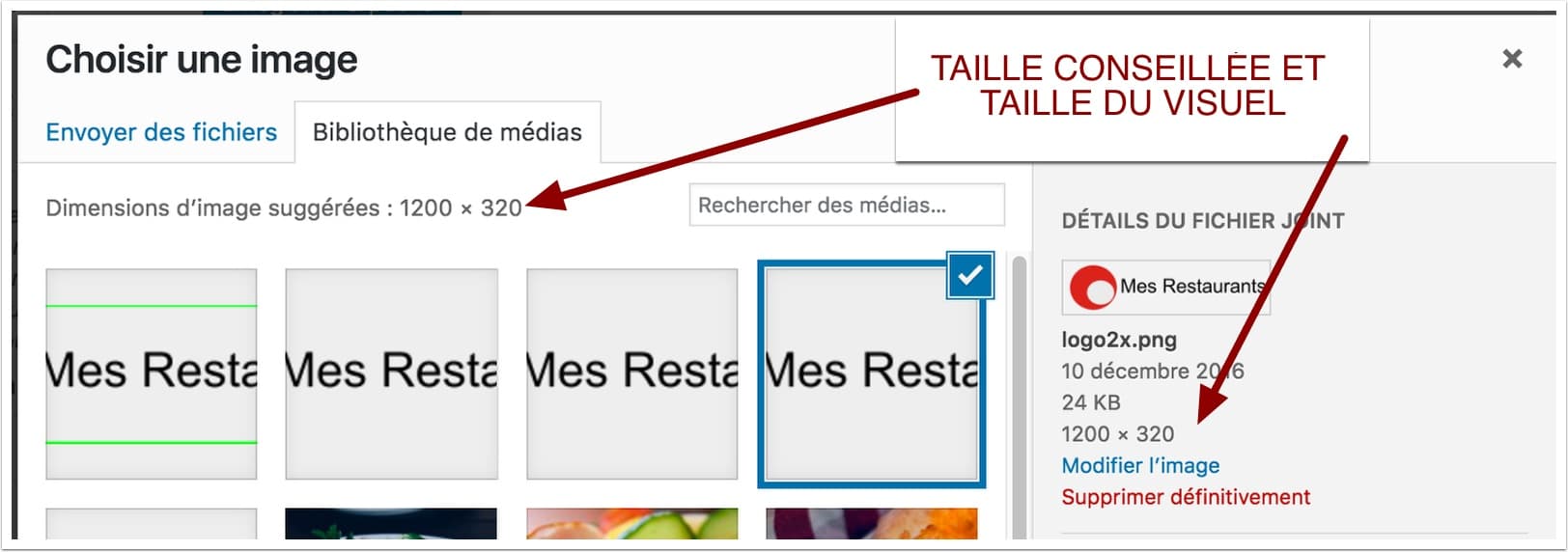 Sélectionner l'image d'en-tête dans WordPress