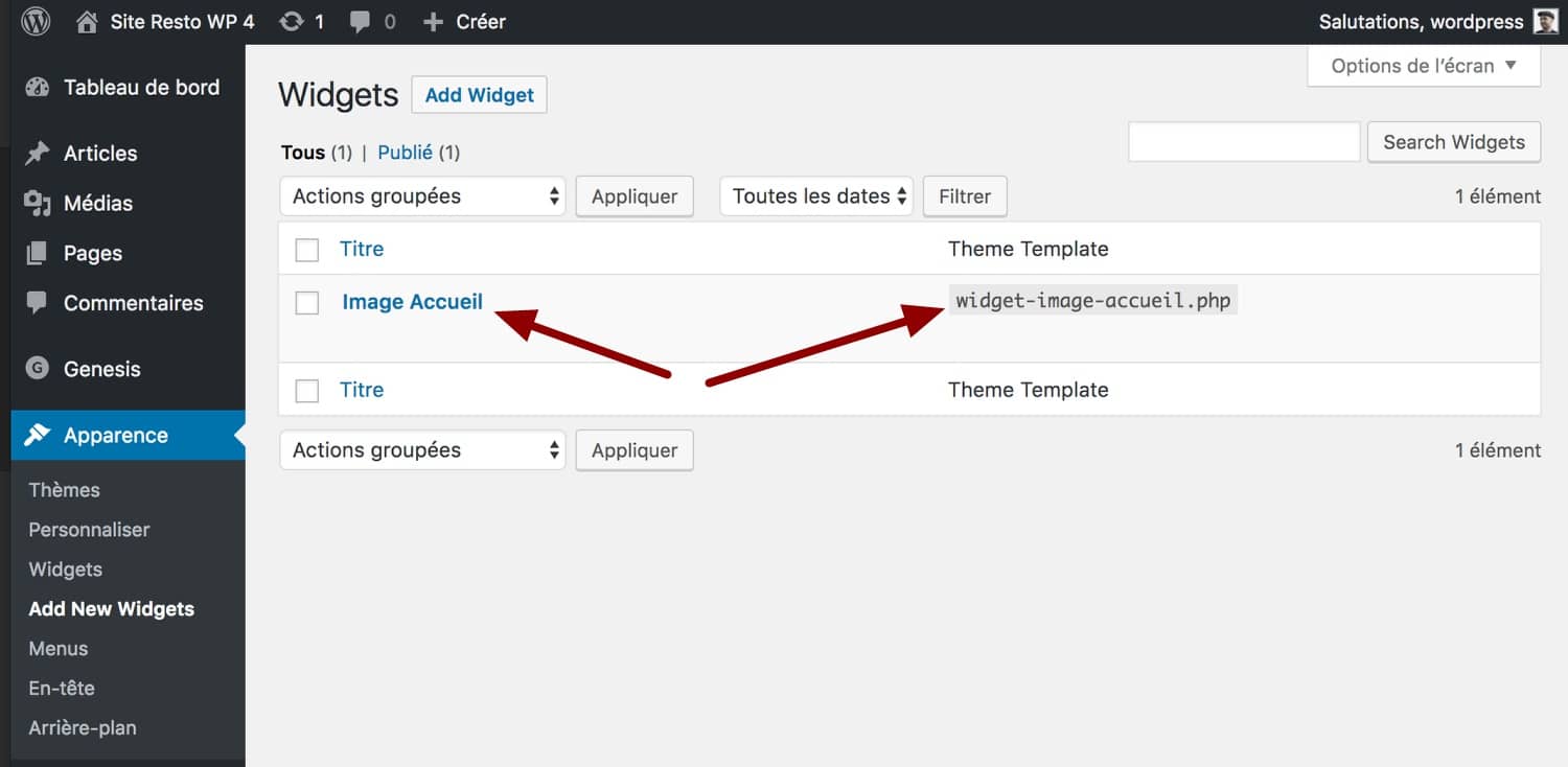 Gestion des widgets d'ACF widgets dans WordPress