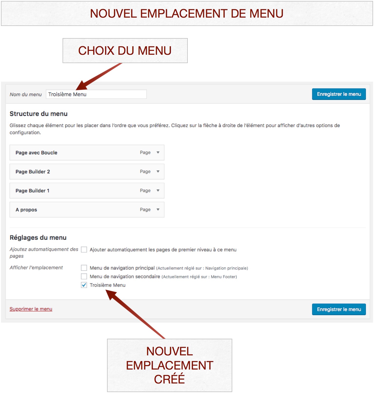 Nouvel emplacement de menu dans WordPress et Genesis