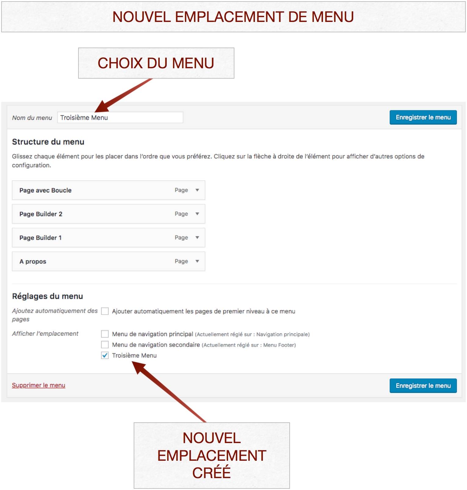 Nouvel emplacement de menu dans WordPress et Genesis