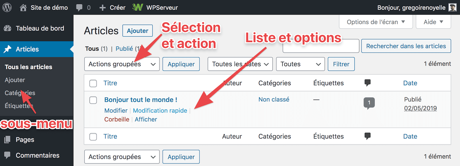 capture: Liste des articles